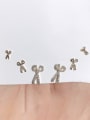 thumb Brass Cubic Zirconia Irregular Trend Scissors Set Stud Earring 0
