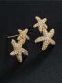 thumb Brass Cubic Zirconia  Sea Star Vintage Cluster Earring 1