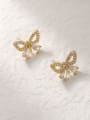 thumb Brass Cubic Zirconia Butterfly Vintage Stud Trend Korean Fashion Earring 2