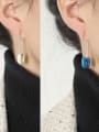 thumb Brass Enamel Geometric Minimalist Huggie Earring 3