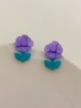 thumb Resin Purple Flower Trend Stud Earring 1