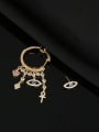 thumb Brass Cubic Zirconia Asymmetrical    Heart Tassel Luxury Cluster Earring 1