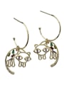 thumb Brass Cubic Zirconia Multi Color Cat Cute Hook Earring 2