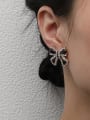 thumb Alloy Cubic Zirconia Enamel Bowknot Minimalist Stud Earring 1