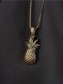 thumb Brass Cubic Zirconia Friut Vintage Pineapple Pendant Necklace 2