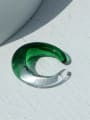 thumb Hand Green Glass   Geometric Trend Band Ring 2
