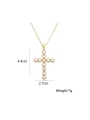 thumb Brass Imitation Pearl Cross Trend Necklace 2