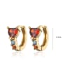 thumb Brass Cubic Zirconia Heart Vintage Huggie Earring 2