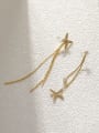 thumb Brass Cubic Zirconia Tassel Minimalist Threader Earring 0