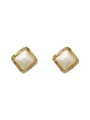 thumb Brass Imitation Pearl Square Minimalist Stud Earring 2