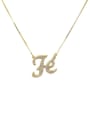 thumb Brass Cubic Zirconia Letter Dainty Necklace 0