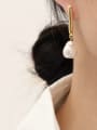 thumb Brass Imitation Pearl Geometric Minimalist Drop Earring 1