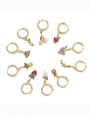 thumb Brass Cubic Zirconia Multi Color Friut Cute Huggie Earring 0