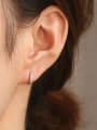 thumb Brass Cubic Zirconia Round Minimalist Huggie Earring 1