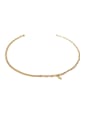 thumb Brass Cubic Zirconia Irregular Vintage  Asymmetrical  Chain Necklace 0