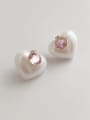 thumb Zinc Alloy Imitation Pearl Heart Minimalist Stud Earring 1