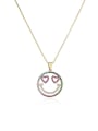 thumb Brass Cubic Zirconia  Trend Hollow Smiley Pendant Necklace 0