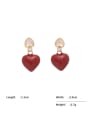thumb Brass Minimalist   Enamel Heart  Earring and Necklace Set 3