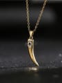thumb Brass Cubic Zirconia  Vintage Wolf Tooth Pendant Necklace 1