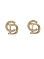 thumb Brass Cubic Zirconia Letter Minimalist Stud Earring 0