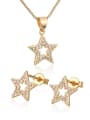 thumb Brass Cubic Zirconia Dainty Star  Earring and Necklace Set 0