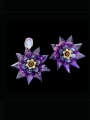 thumb Zinc Alloy Glass Stone Flower Luxury Cluster Earring 0