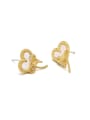 thumb Brass Shell Heart Minimalist Stud Earring 2