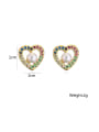 thumb Brass Cubic Zirconia Heart Hip Hop Stud Earring 3