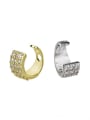 thumb Brass Cubic Zirconia Round Vintage Clip Earring 0