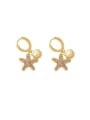 thumb Brass Cubic Zirconia Sea  Star Minimalist Huggie Earring 0