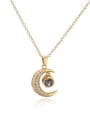 thumb Brass Cubic Zirconia Moon Vintage Necklace 0