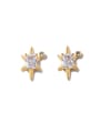 thumb Brass Cubic Zirconia Star Vintage Stud Earring 2