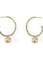thumb Brass Imitation Pearl Geometric Vintage Hoop Earring 2