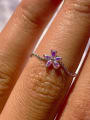 thumb Brass Cubic Zirconia Flower Cute Band Ring 1