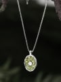 thumb Brass Cubic Zirconia Green Round Vintage Necklace 3