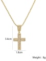 thumb Brass Cubic Zirconia Cross Hip Hop Regligious Necklace 3