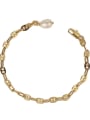 thumb Brass Imitation Pearl Geometric Vintage Link Bracelet 4