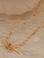 thumb Brass Freshwater Pearl Irregular Vintage Asymmetrical Chain Necklace 2