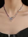 thumb Brass Cubic Zirconia Hip Hop Heart Earring and Necklace Set 1