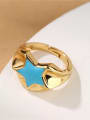 thumb Brass Enamel Five-Pointed Star Minimalist Band Ring 3