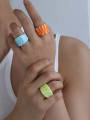 thumb Hand Glass  Multi Color Geometric Minimalist Band Ring 2