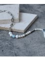 thumb Brass Imitation Pearl Locket Vintage Asymmetric pearl geometric chain Necklace 2