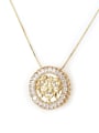 thumb Brass Cubic Zirconia Round Cute Girl Pendant Necklace 3