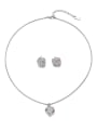 thumb Brass Cubic Zirconia Bohemia Heart Earring and Necklace Set 0