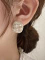 thumb Brass Cotton thread Weave square Trend Stud Earring 1