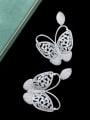 thumb Brass Cubic Zirconia Butterfly Vintage Stud Earring 2