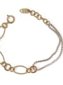 thumb Brass Cubic Zirconia  Vintage Asymmetric hollow chain Link Bracelet 3