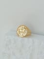 thumb Brass Smooth Coin Vintage Band Ring 0