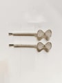 thumb Brass Minimalist   Imitation Pearl Bowknot Hair Pin 0