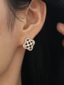 thumb Brass Cubic Zirconia Clover Vintage Stud Earring 1